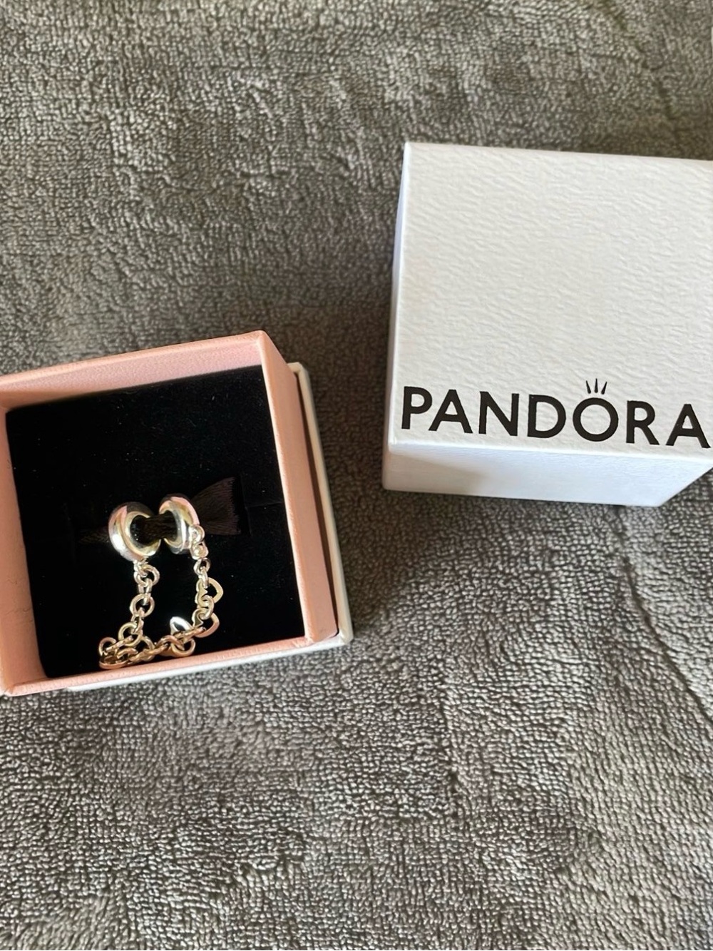 Pandora Silver Safety Chain with Pink Box Accents - Silver